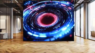 Abstract Futuristic Glowing Circles Technology Background Wall mural