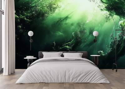 Abstract Green Water Swirl: Underwater Fantasy Wall mural