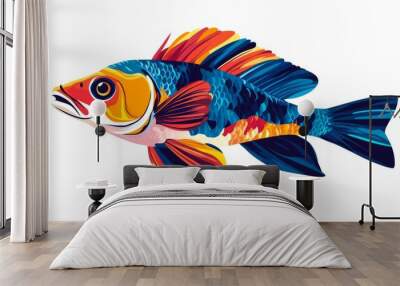 Vibrant Colorful Fish Illustration - Underwater Art Wall mural