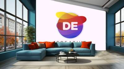 Initial letter DE 3D logo template colorful circle sphere design for business and company identity Wall mural