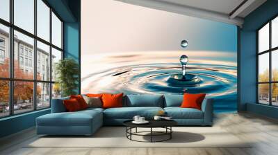 Clear Water drop with circular waves Wall mural