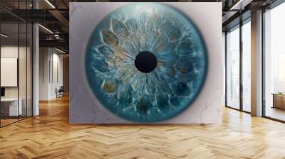 Human eye macro shot of pupil blue iris texture Wall mural