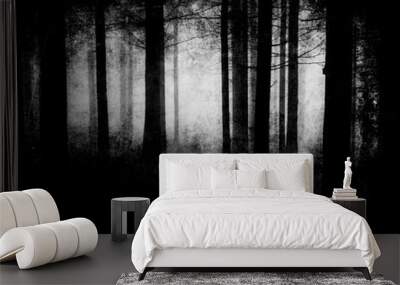 Black White Scary Halloween Forest Wallpaper Wall mural