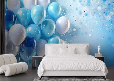 blue background with balloons Wall mural