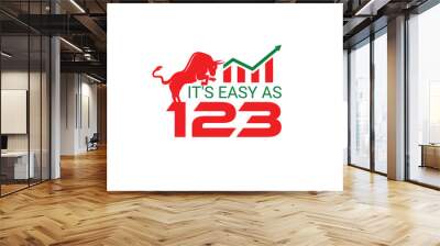 It's easy as 1 2 3 logo design vector template	 Wall mural