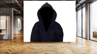 man in hood / hooded man in shadow on white background. Wall mural