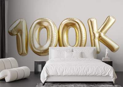 100k gold balloon foil text Wall mural