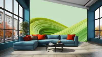 Abstract 3d rendering of twisted lines. Modern green background design, illustration of a futuristic shape Wall mural