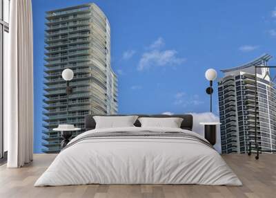 Exterior Views of Two Luxury High-Rise Condo Towers Wall mural