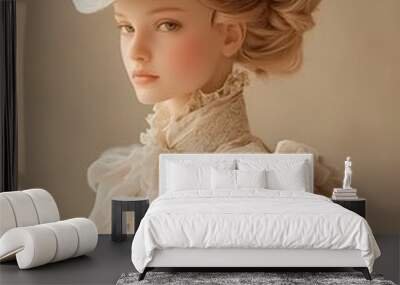 Elegant Aristocratic Woman in Vintage Victorian Dress and Ornate Hairstyle Wall mural