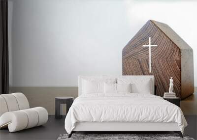 Home church, wooden home church, community of Christ, Mission of gospel, with blank copy space Wall mural