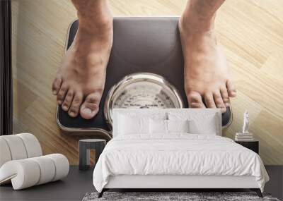 feet with weight scale Wall mural