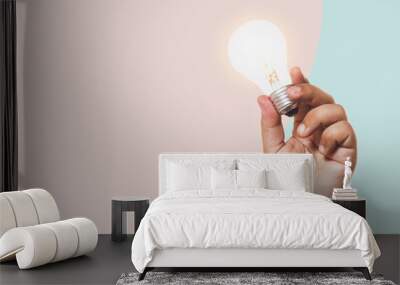 hand showing a light bulb Wall mural