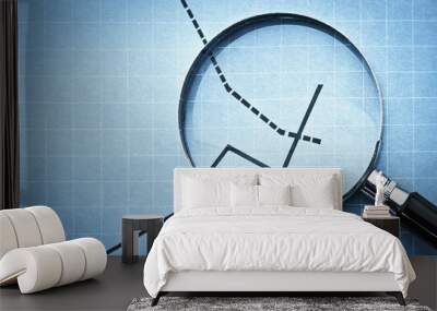 magnifying glass on graph Wall mural