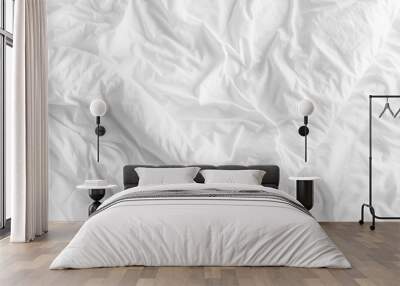 messy white bed sheets Wall mural