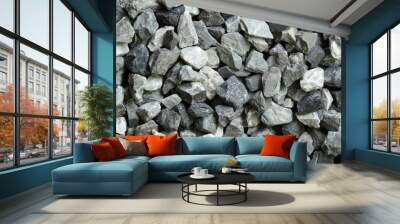 Pile of stones for construction texture background Wall mural