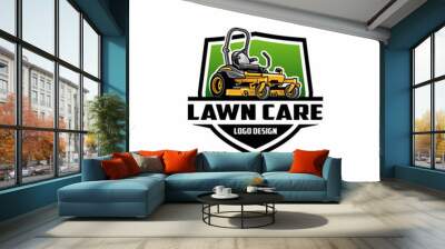 lawn mower - lawn care and service isolated logo vector Wall mural