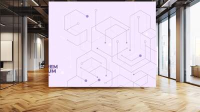 Abstract geometric dots connection on purple background. Abstract hexagon technology connect for concept design. Wall mural