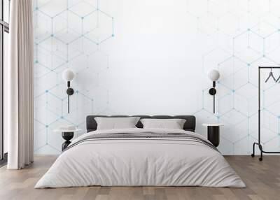 Abstract lines and dots connect on white background. Technology connection digital data and big data concept. Wall mural