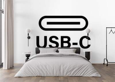 USB Type C or USB 4 connector cable icon vector. Wall mural