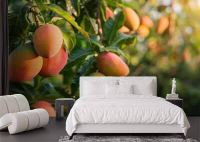 Garden of mango trees on background   Wall mural