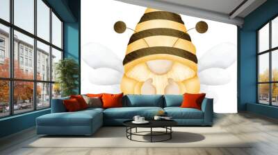 cute gnome has bee wings and wears a bee hat, cute gnome for summer and spring Wall mural