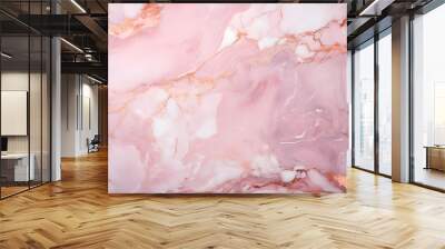 Pink marble texture background pattern, Pink and gold colours. Liquid marble pattern. Wall mural