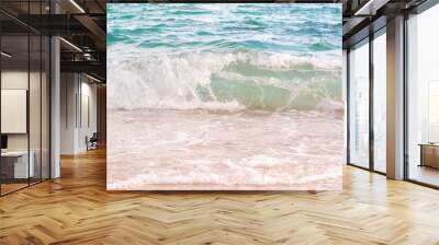 Sea wave on sand beach with blue sea . summer travel in holidays concept. Wall mural