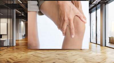 Woman knee pain legs. problem knee deterioration of the elderly.not getting enough calcium. healthcare concept. Wall mural