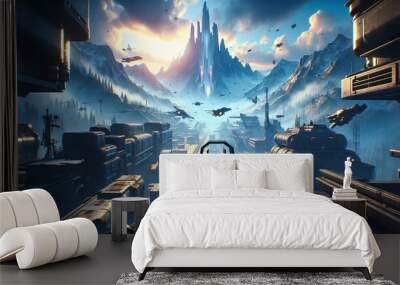 first person shooter game scene Wall mural