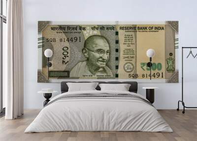 A five hundred rupee note with white background - Wealth concept Wall mural