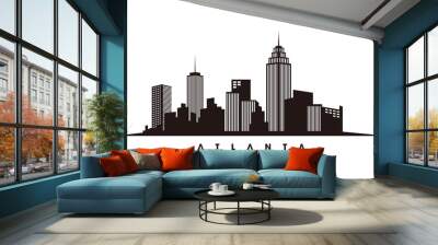 Atlanta skyline and landmarks silhouette vector Wall mural