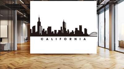 California skyline and landmarks, silhouette vector Wall mural