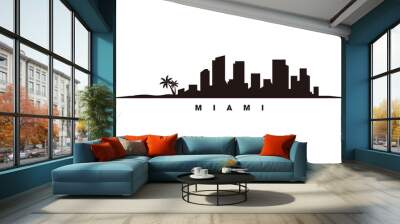 Miami skyline and landmarks silhouette vector Wall mural