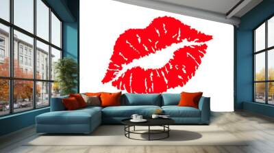 Print of lips kiss vector background Wall mural