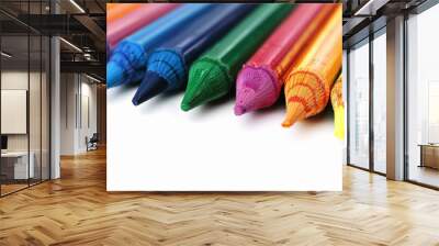 colorful crayons isolated on white background Wall mural