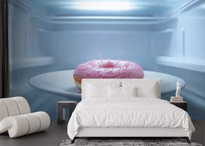 donut on a plate in fridge Wall mural