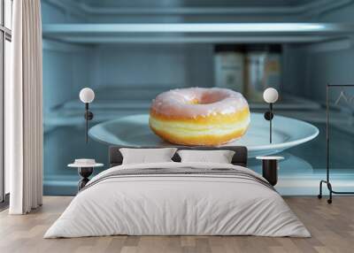 donut on a plate in fridge Wall mural