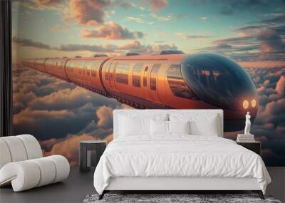 train fly in sky Wall mural