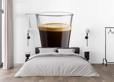 Black coffee in glass cup on white background Wall mural