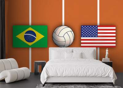 Brazil vs USA Volleyball Wall mural