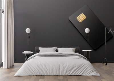 Sleek black credit card embedded with biometric fingerprint scanner, financial technology, security tools Wall mural