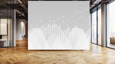 financial data graph chart, vector illustration. trend lines, columns, market economy information ba Wall mural