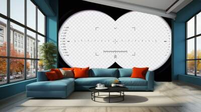 Binoculars view. Spy POV, optical binocular aim sight and telescope zoom frame. Tourist point of view overlay vector template Wall mural