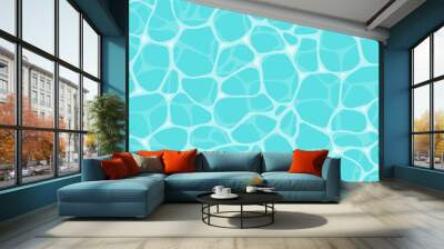 Water texture. Swimming pool water ripples, sea surface reflections and caustic pattern seamless vector background Wall mural