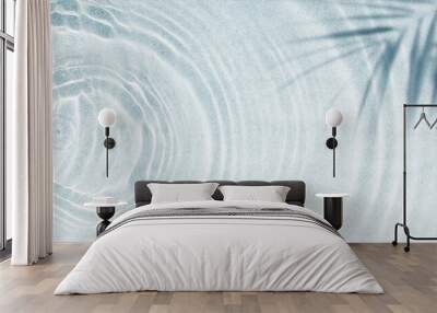 palm leaf shadow on abstract white sand beach background, sun lights on water surface, beautiful abs Wall mural