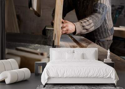 Carpenter using electric saw
 Wall mural