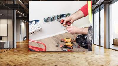 Handyman working , electrician worker
 Wall mural