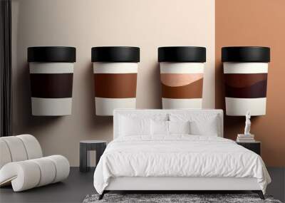 empty Coffee container set for product mockup and branding design Wall mural