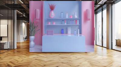 3d concept of web and mobile integrated ecommerce store Wall mural